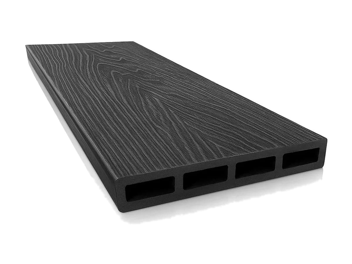 WPC kerítésléc (fa-műanyag kompozit) – 3D WPC kerítésléc, fekete, 120 × 4000 mm, 21 mm vastag – 1. kép