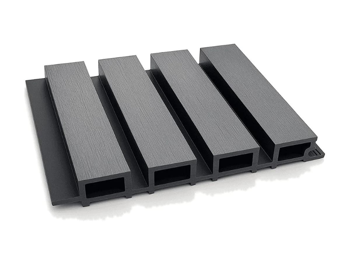 WPC falburkolat fal- és homlokzatburkoláshoz – bordázott WPC falburkoló panel, fekete, 219 × 26 mm, 3600 mm – 1. kép