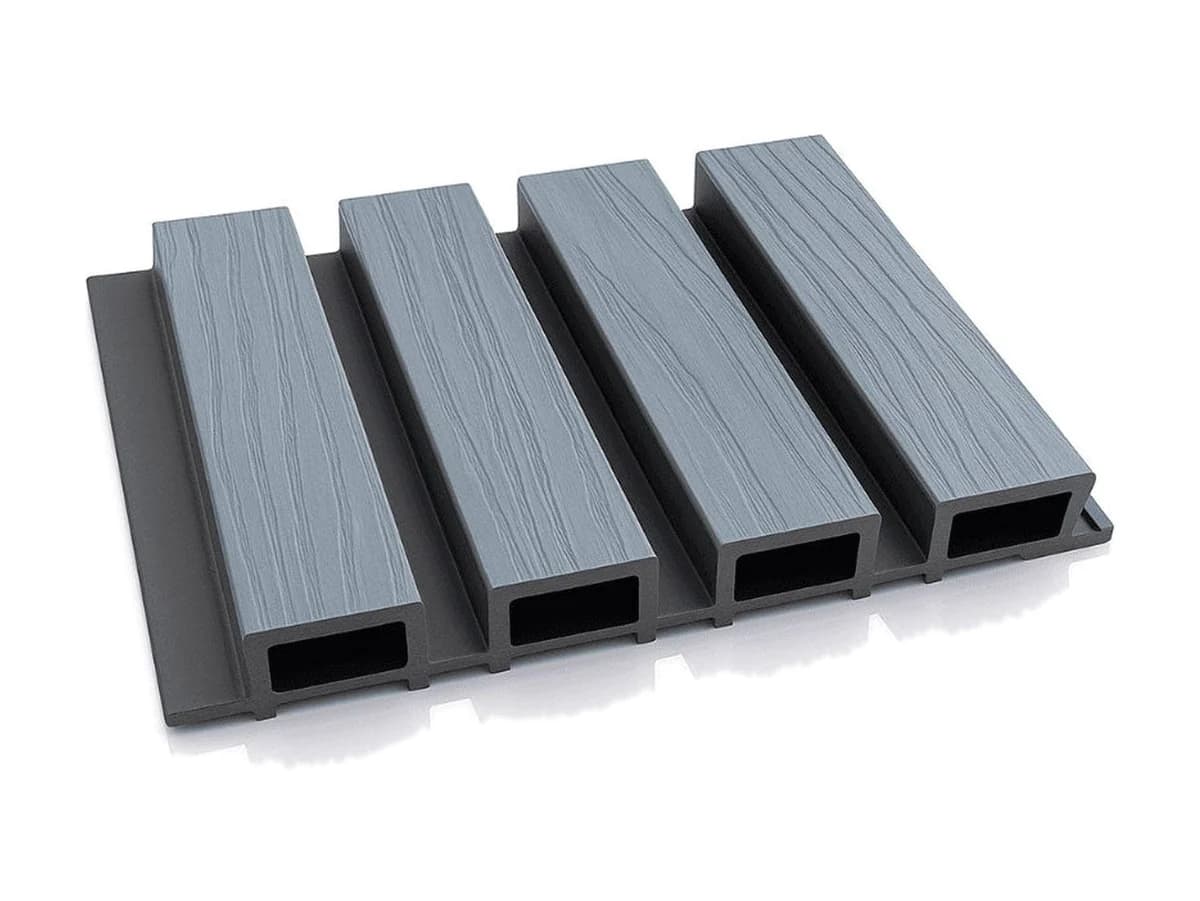 Bordázott WPC falburkoló panel, 219 × 26 mm, sötétszürke–fekete – 1. kép
